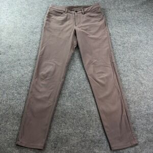 Lululemon Mens Pants 31 Brown Ribbed Polyester Classic Fit Slim Warpstreme